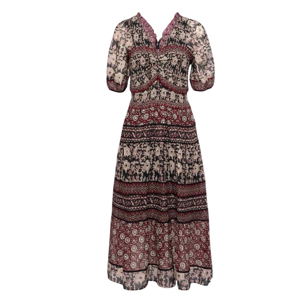 Sea New York Floral Midi Dress - Black and Red